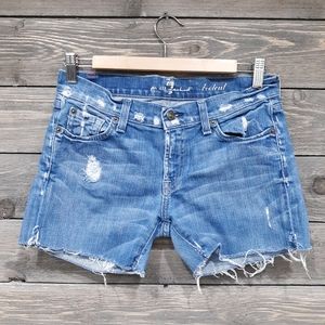 7 For All Mankind Tattered Jean Shorts